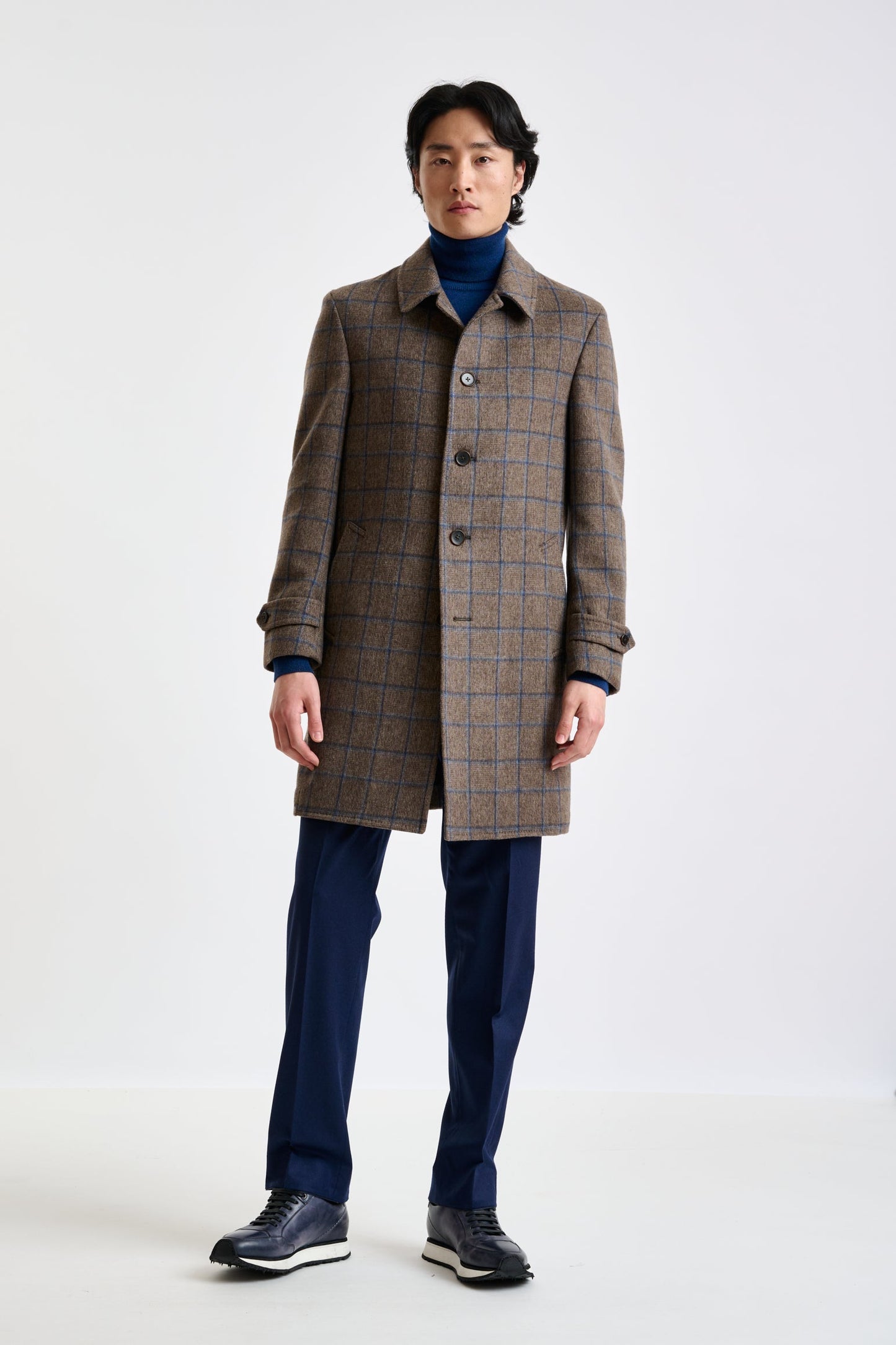 Check Brown Wool Leeds Coat