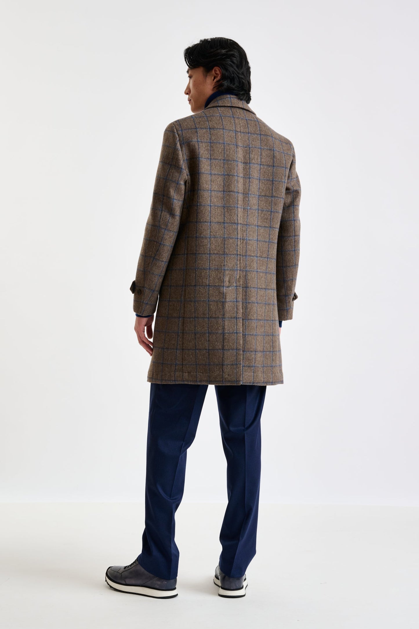 Check Brown Wool Leeds Coat