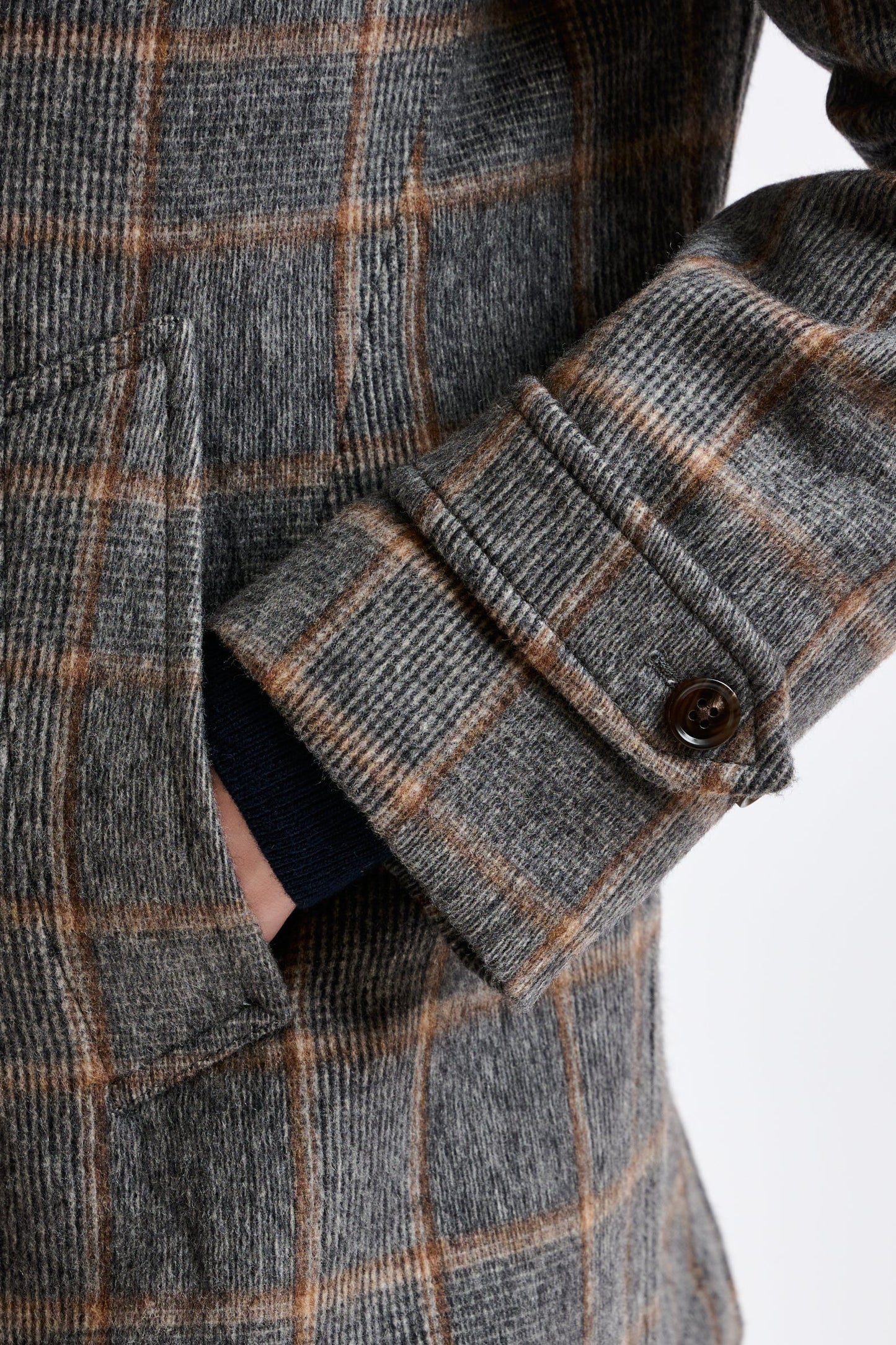 Check Grey Wool Nelson Peacoat