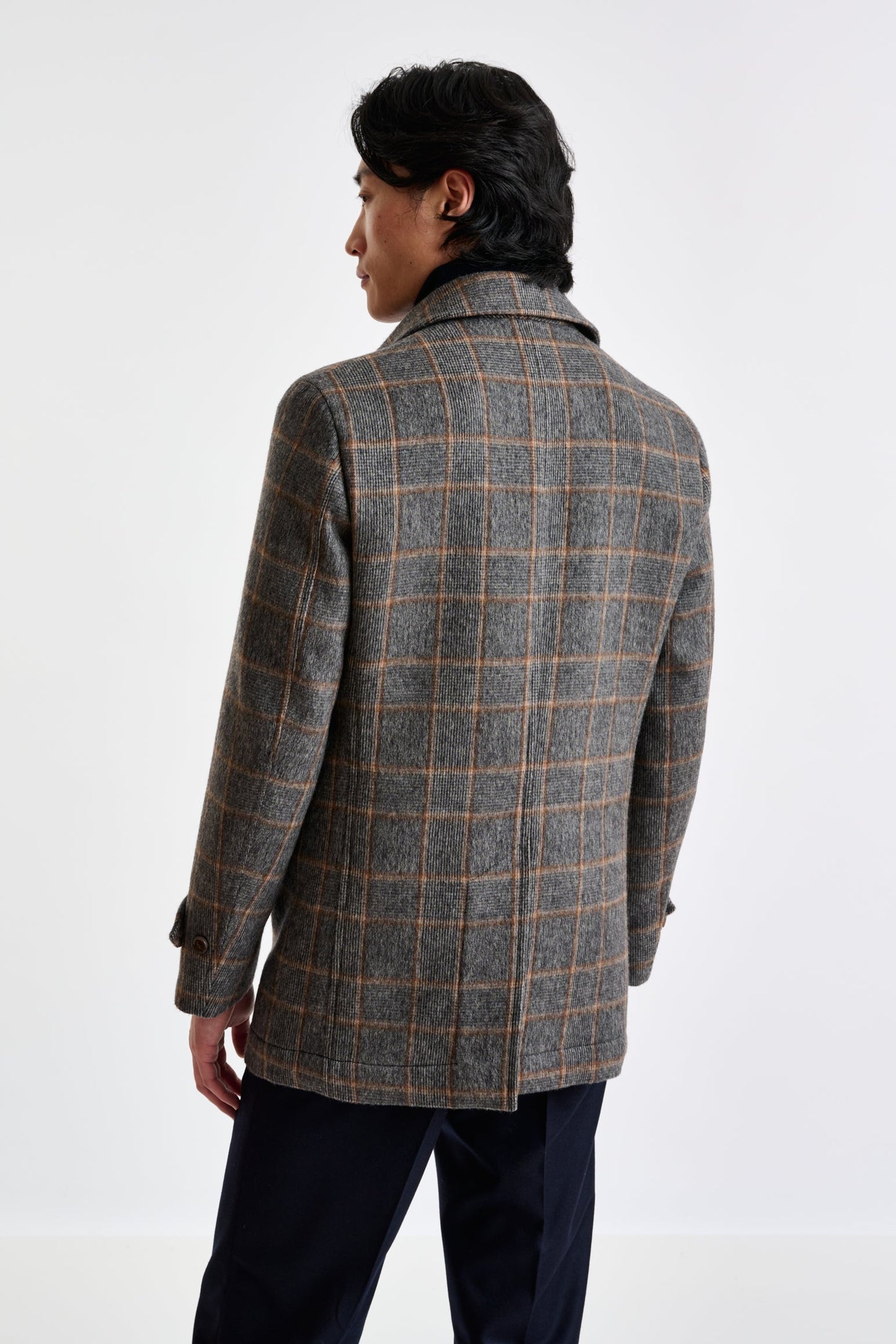 Check Grey Wool Nelson Peacoat