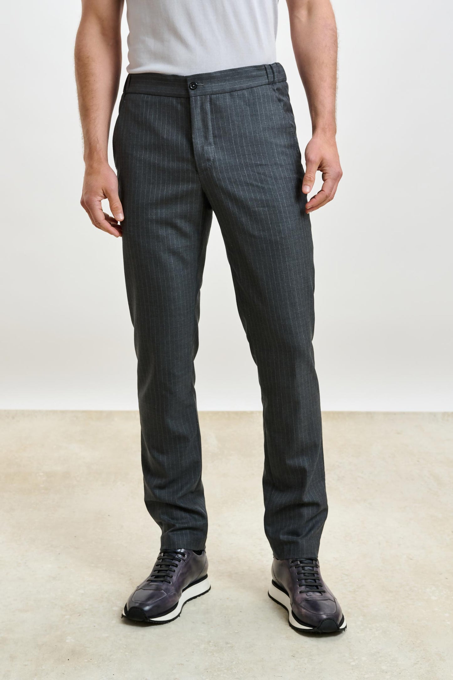 Perth Drawstring Trouser Eton Grey Stripe