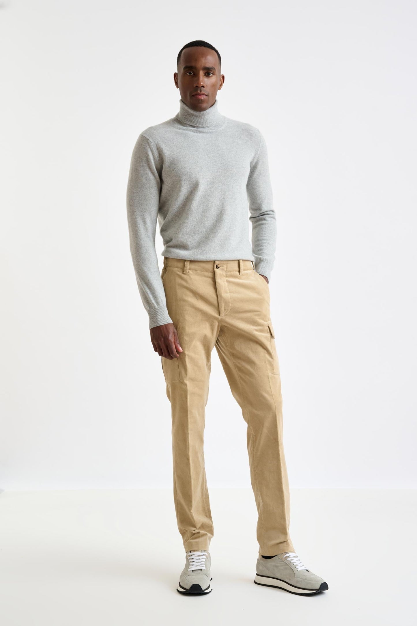 Light Brown Cotton Helston Cargo Trouser Corduroy