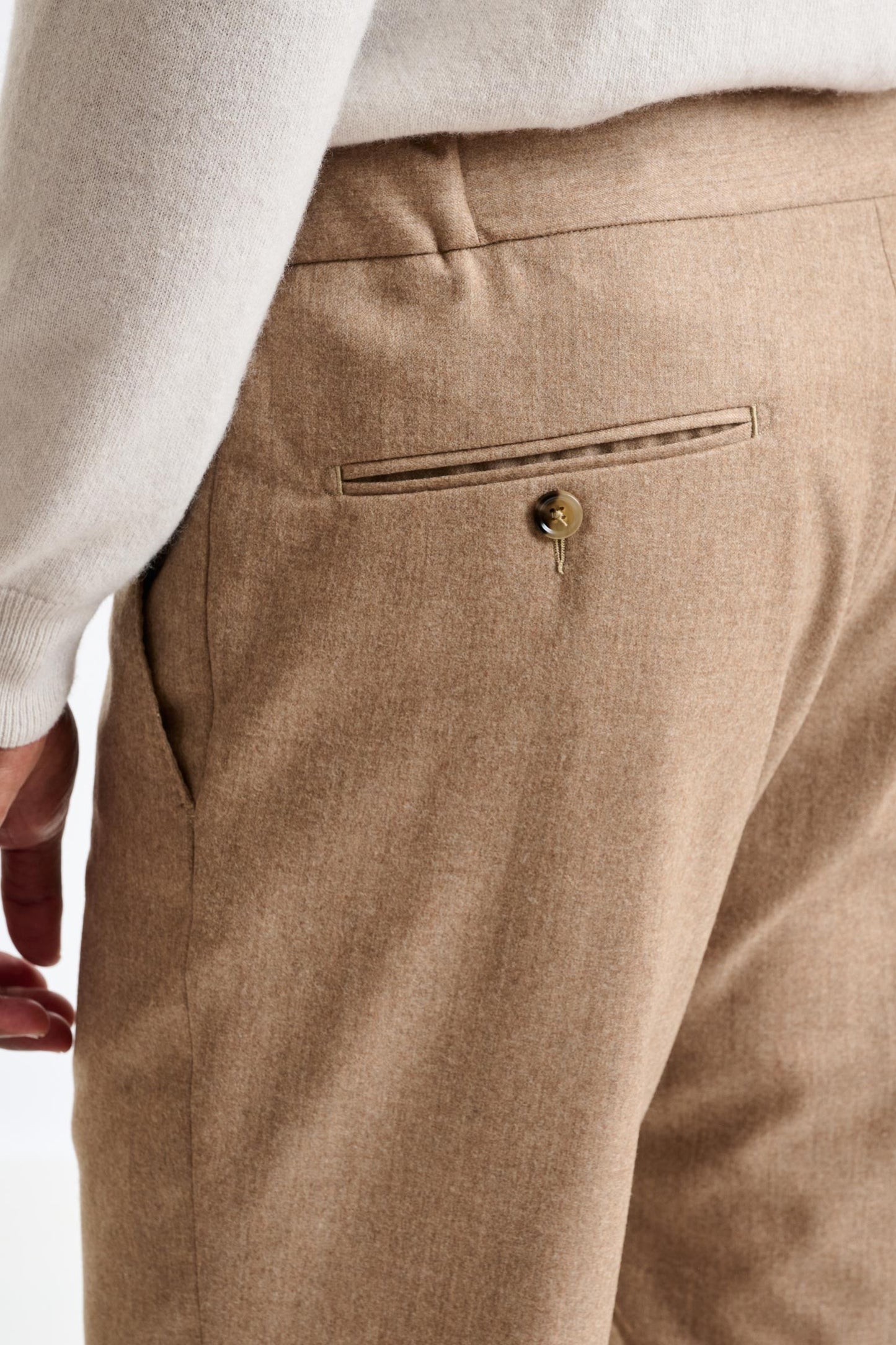 Light Brown 100% Wool Perth Drawstring Trouser Flannel Saxony