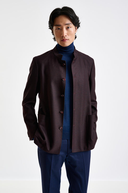 Dark Brown Wool Chelsea Shirt Jacket Harmony