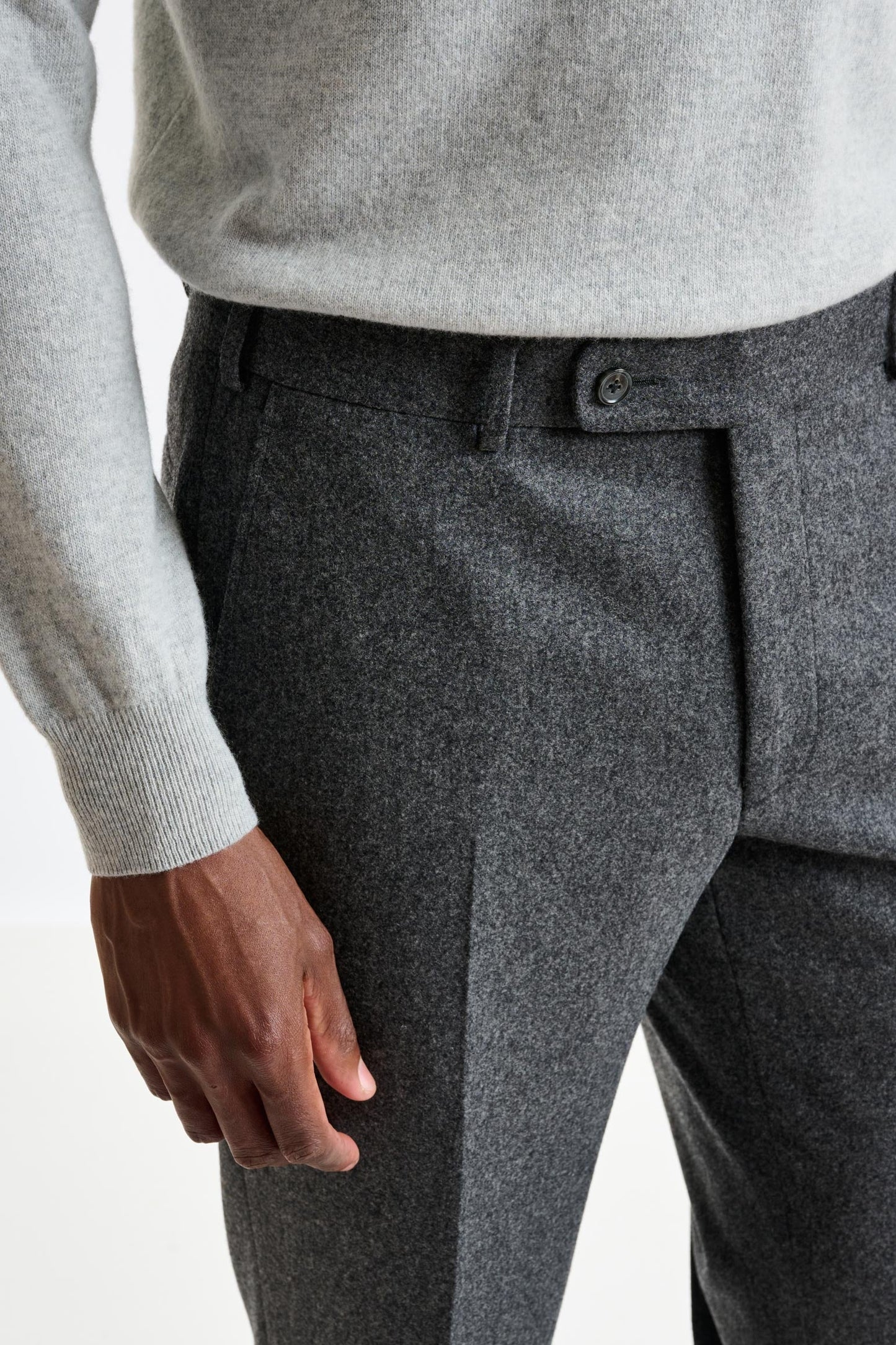 Light Grey Wool Farley Trouser Flannel Saxony