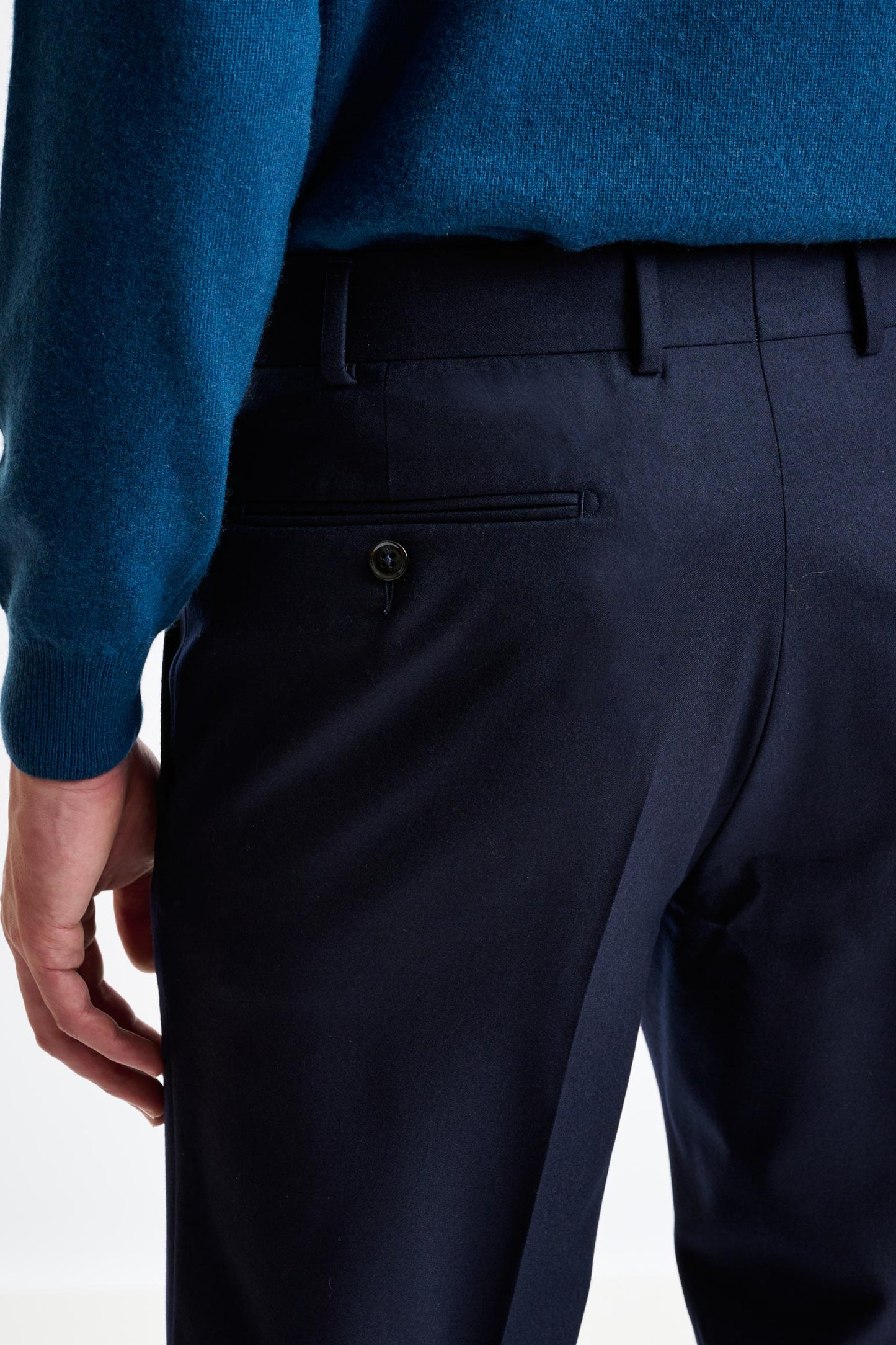 Navy Super 120's Wool Farley Trouser Flannel Saxony