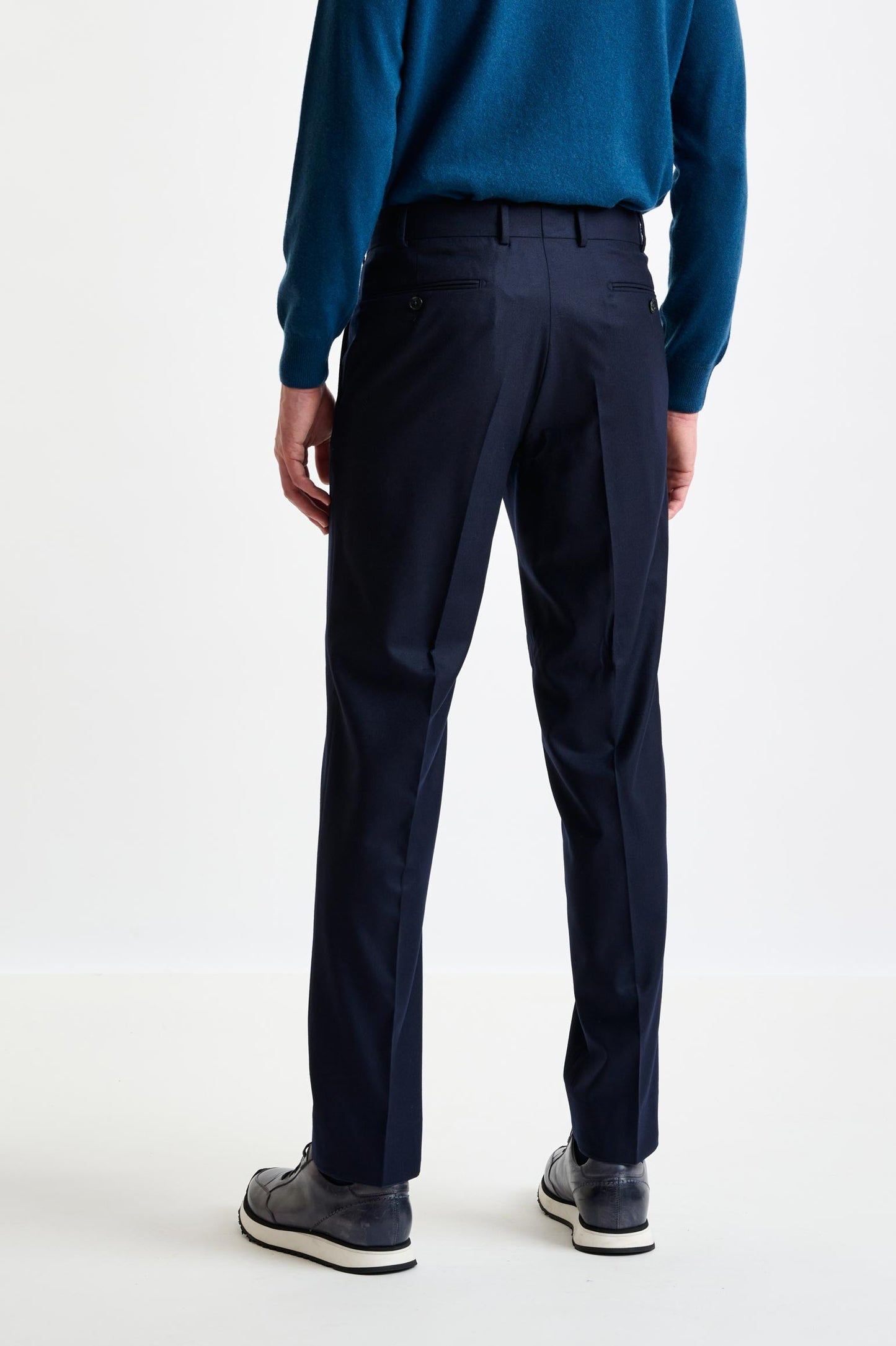 Navy Super 120's Wool Farley Trouser Flannel Saxony