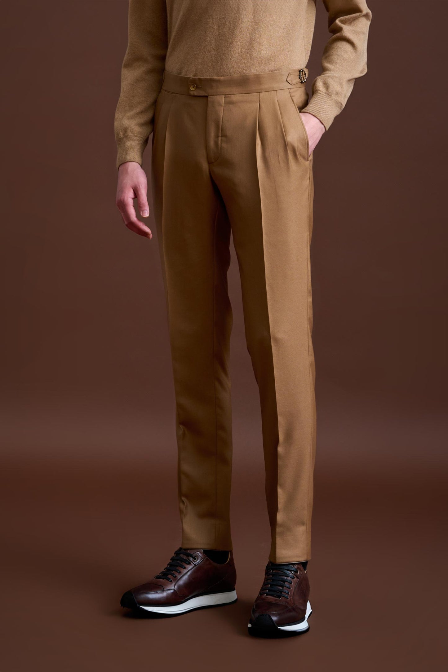 Brown 100% Cashmere Gibbet Trouser Golden Gate