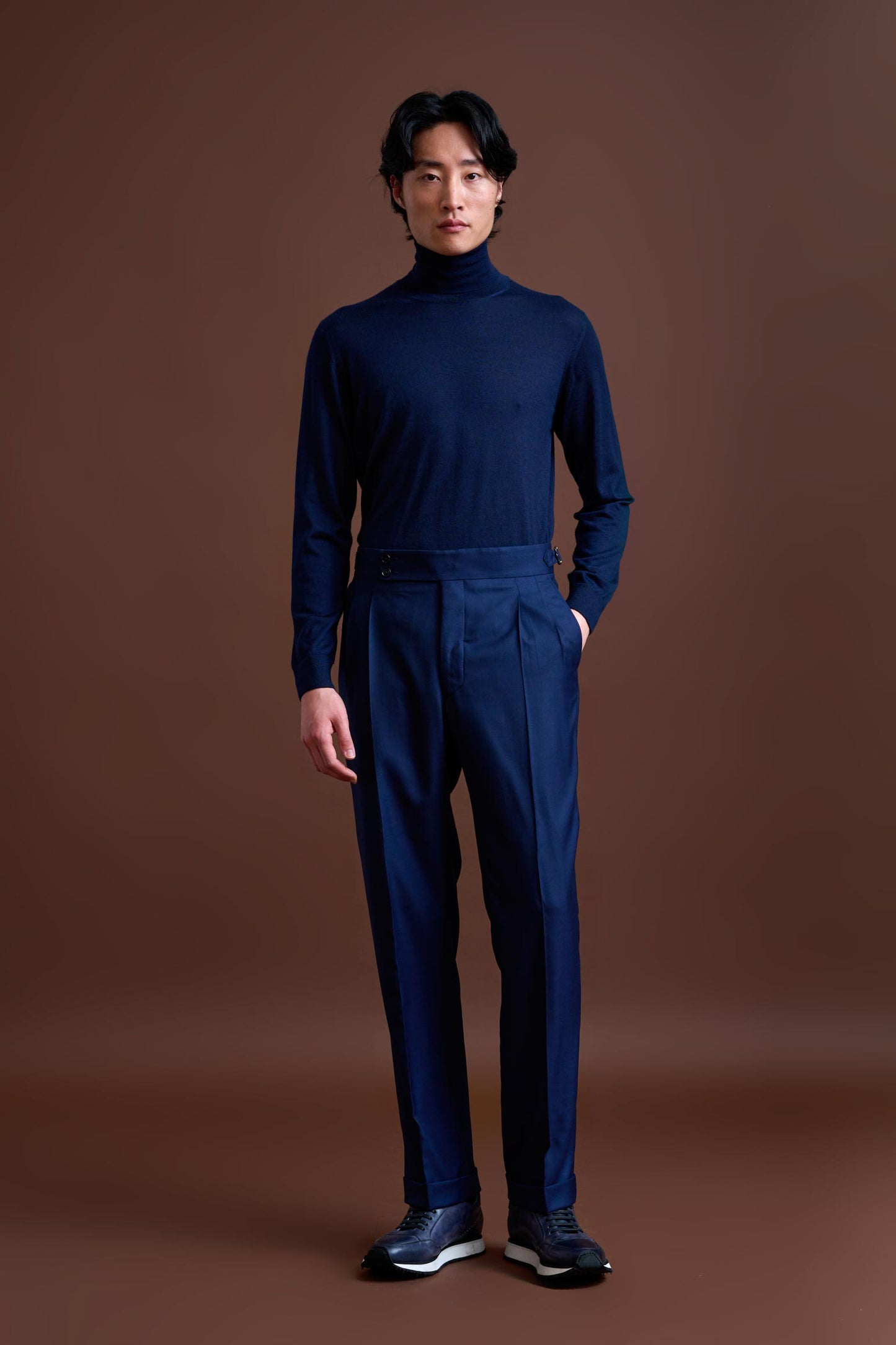 Blue 100% Cashmere Gibbet Trouser Golden Gate