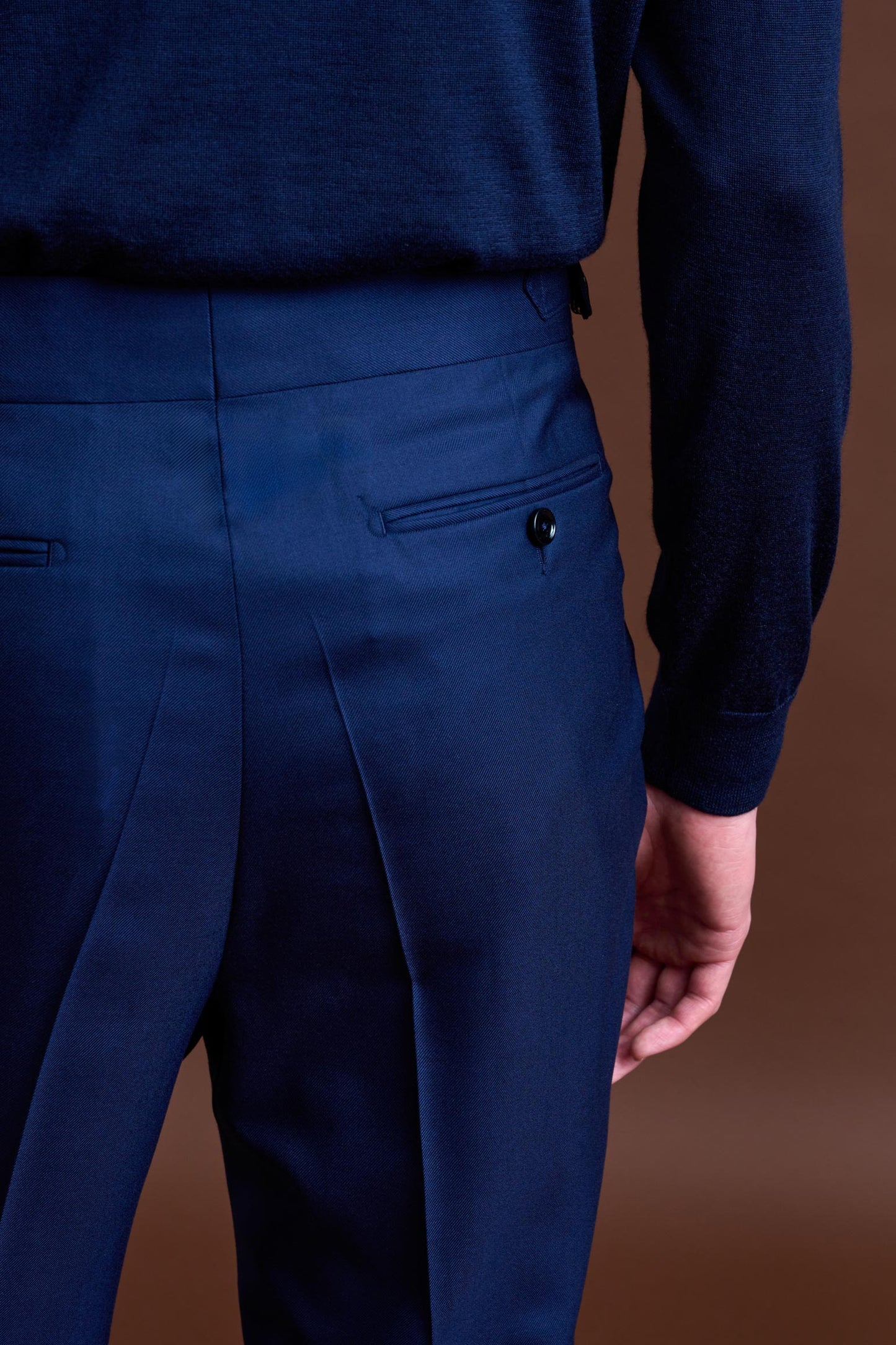 Blue 100% Cashmere Gibbet Trouser Golden Gate