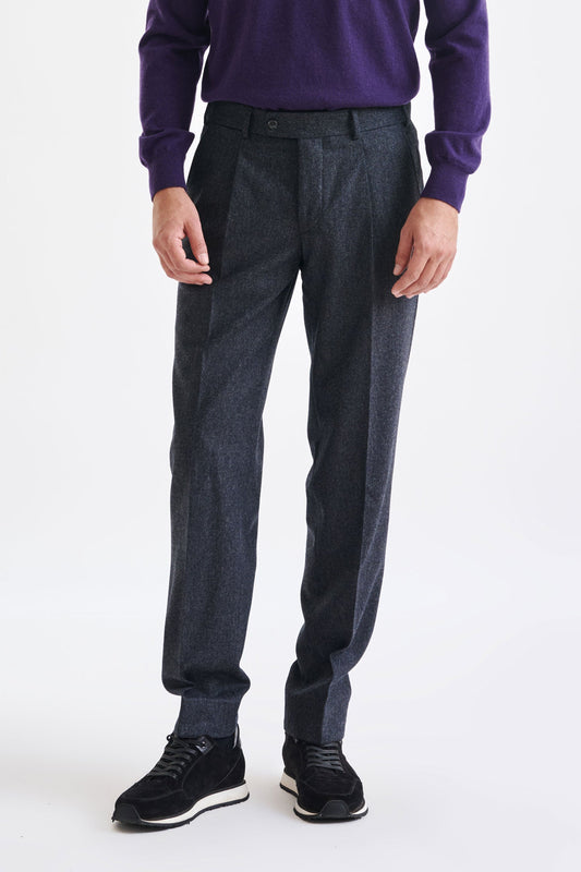 Dark Grey Super 100's Wool Farley Trouser Flannel Saxony