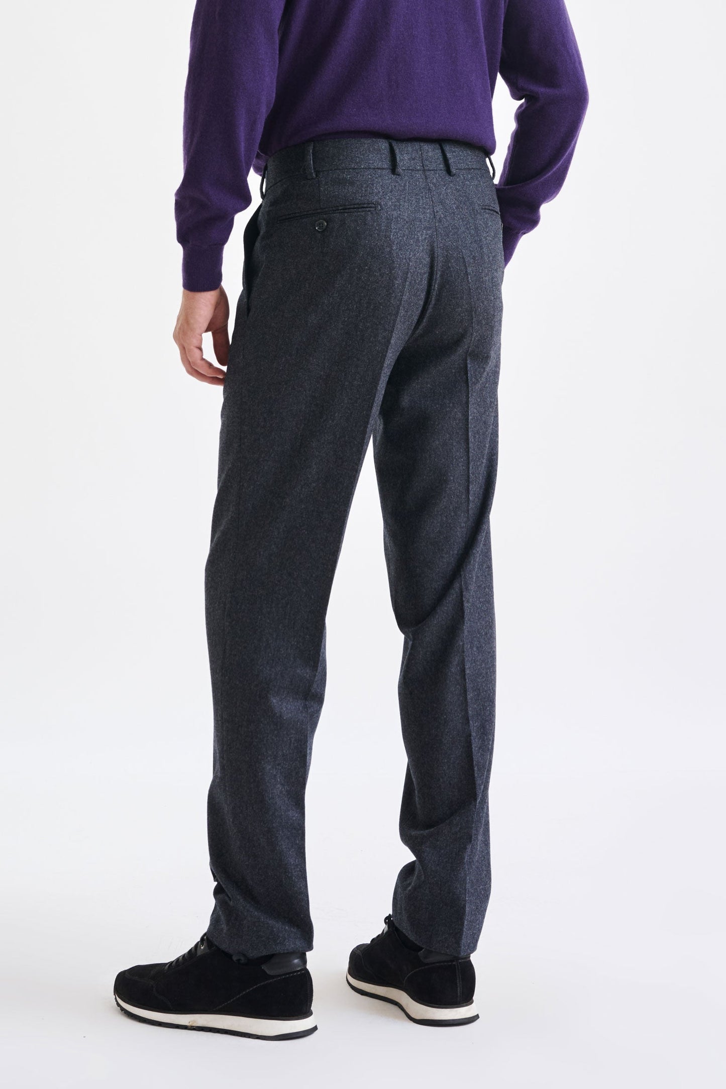 Dark Grey Super 100's Wool Farley Trouser Flannel Saxony