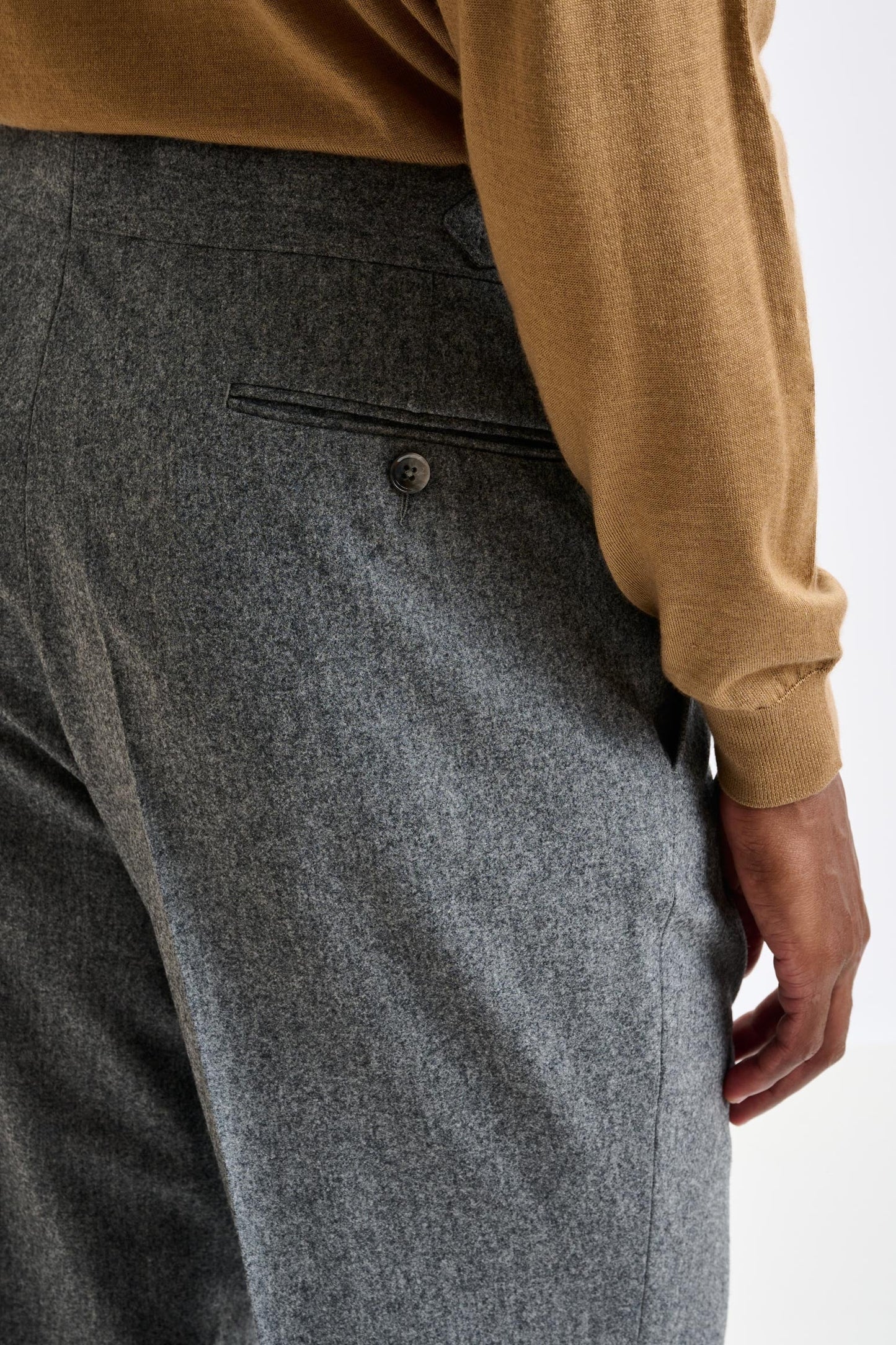 Grey Super 100's Wool Farley Trouser Flannel Saxony