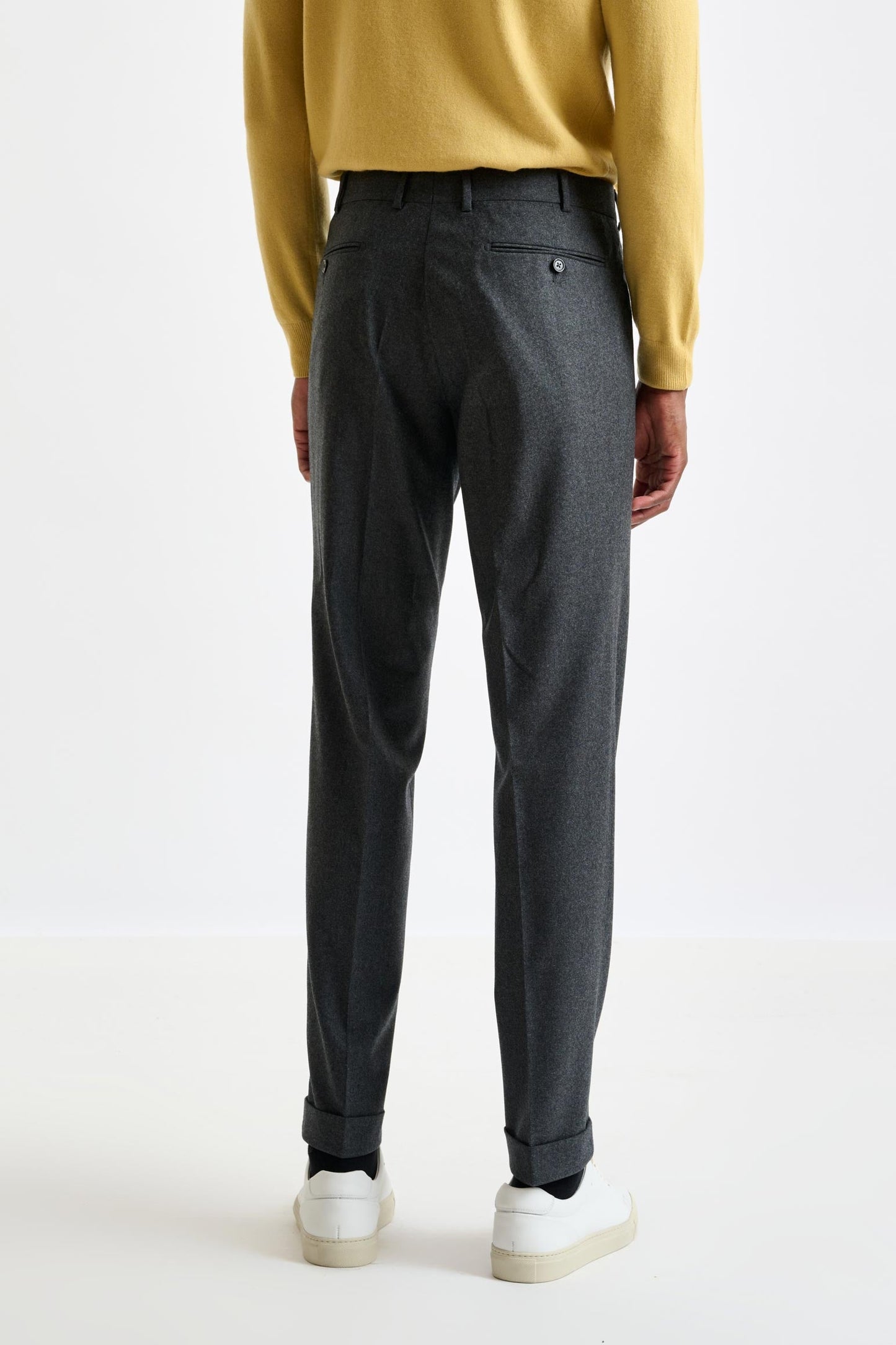 Grey Super 120's Wool Farley Trouser Flannel Saxony