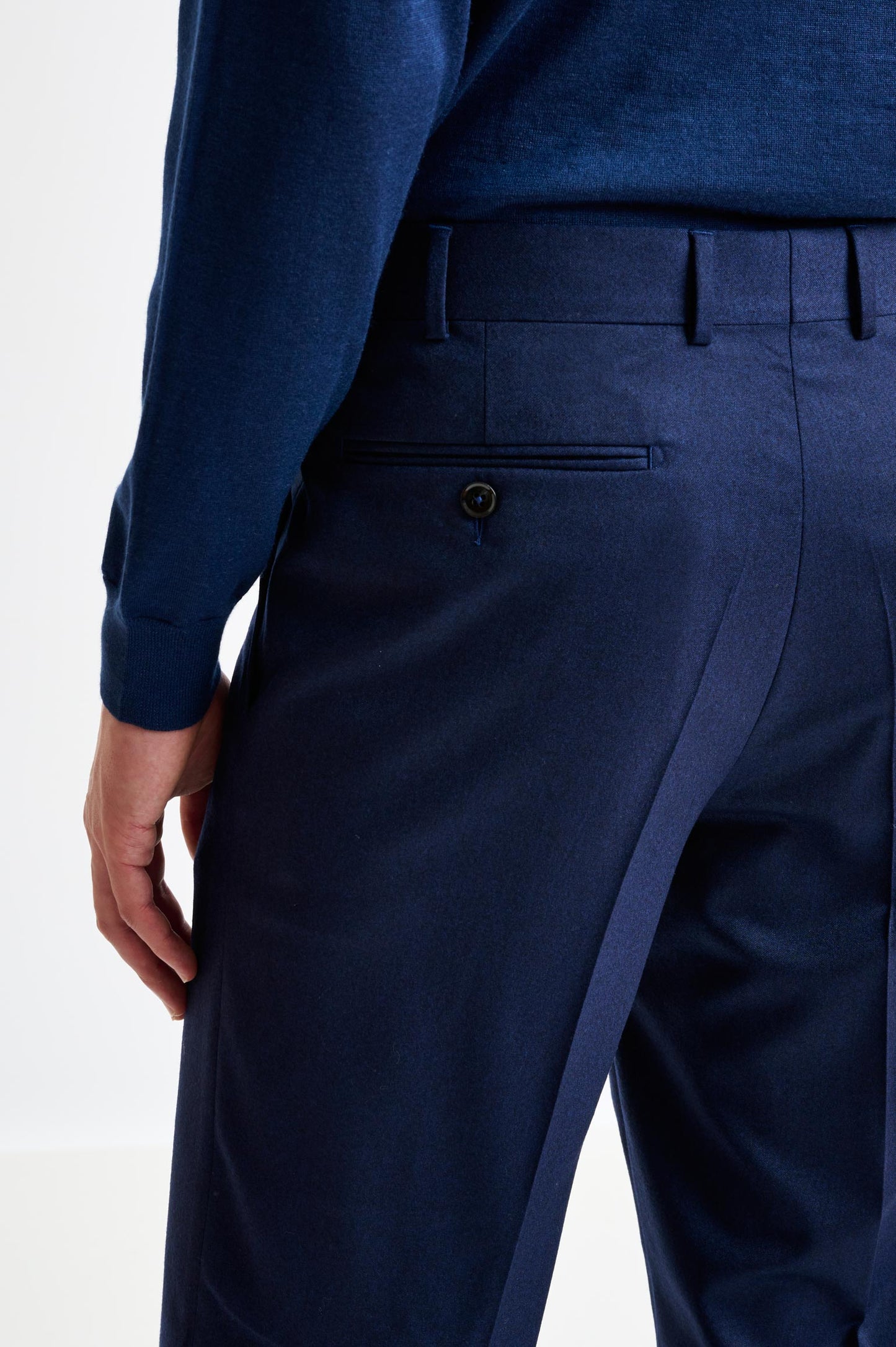 Dark Blue Super 100's Wool Farley Trouser Flannel Saxony