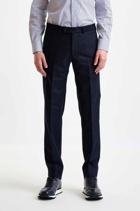 Midnight Blue Super 100's Wool Farley Trouser Flannel Saxony