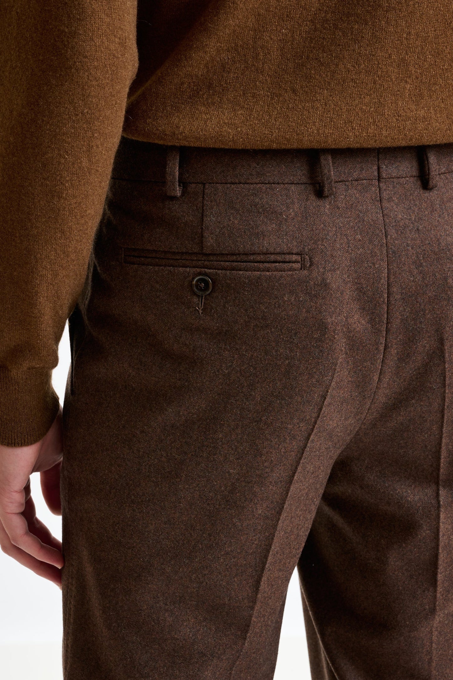 Brown Super 100's Wool Farley Trouser Flannel Saxony