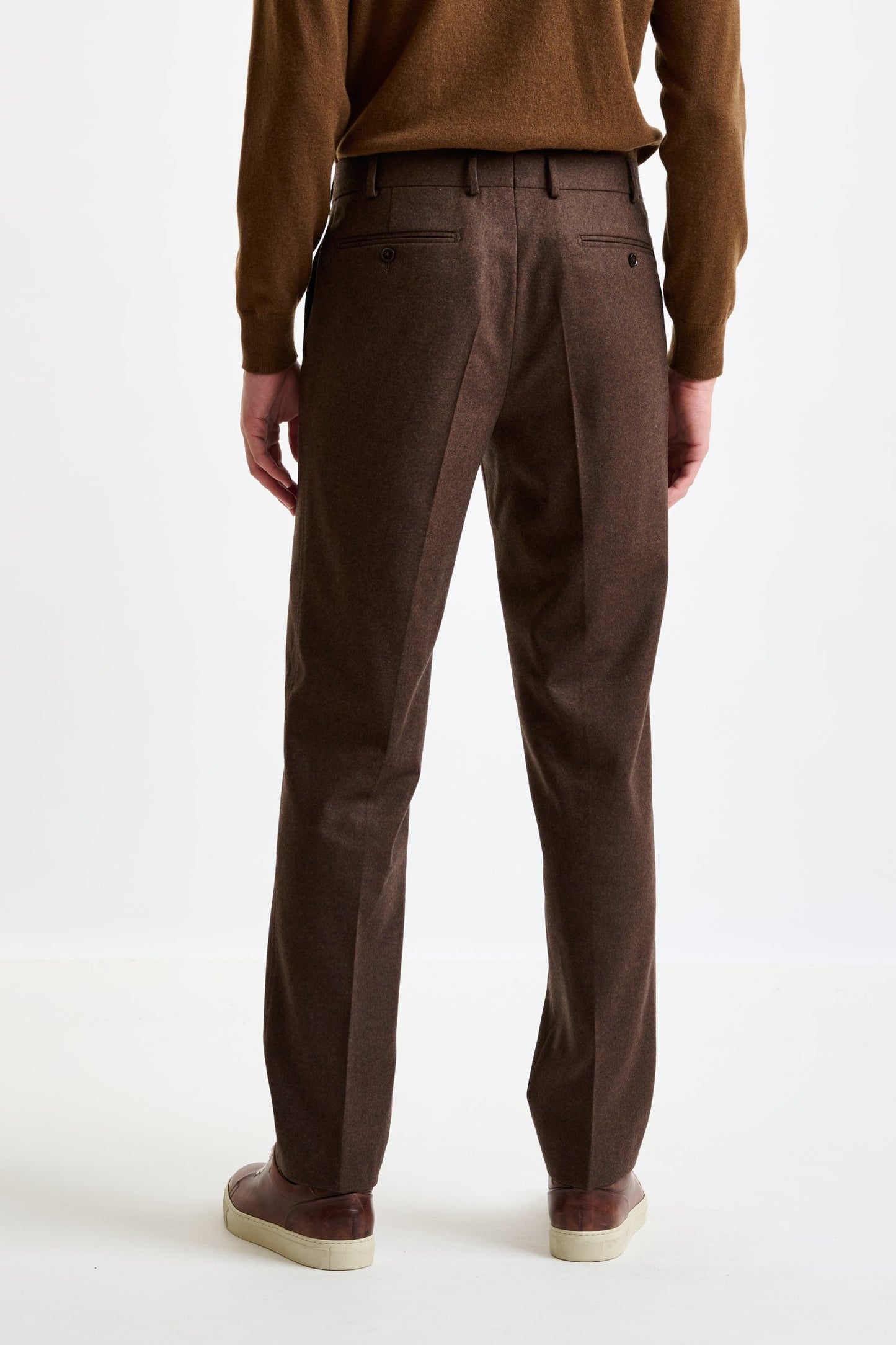 Brown Super 100's Wool Farley Trouser Flannel Saxony