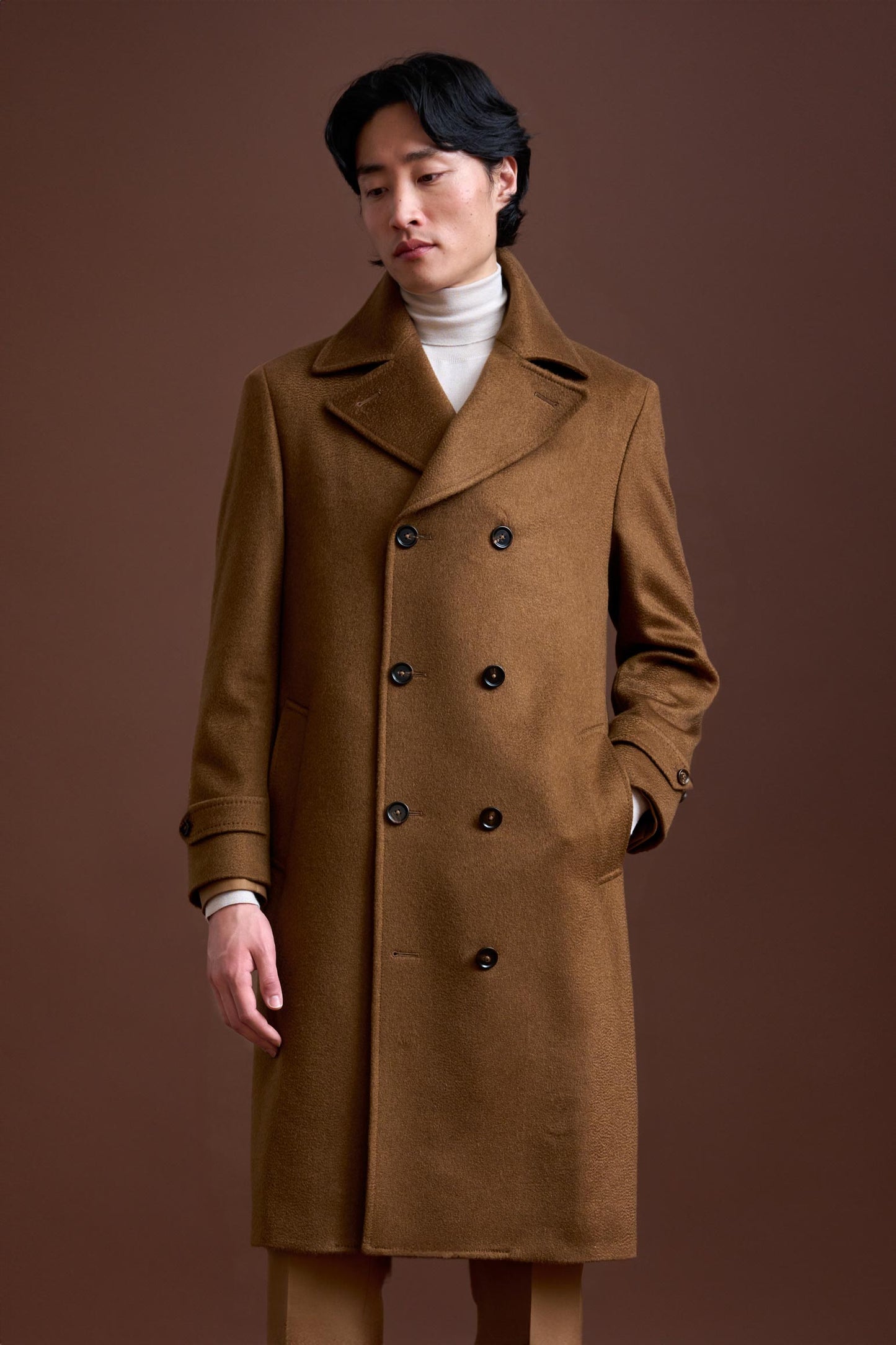 Brown 100% Cashmere Sheffield Overcoat Zeus