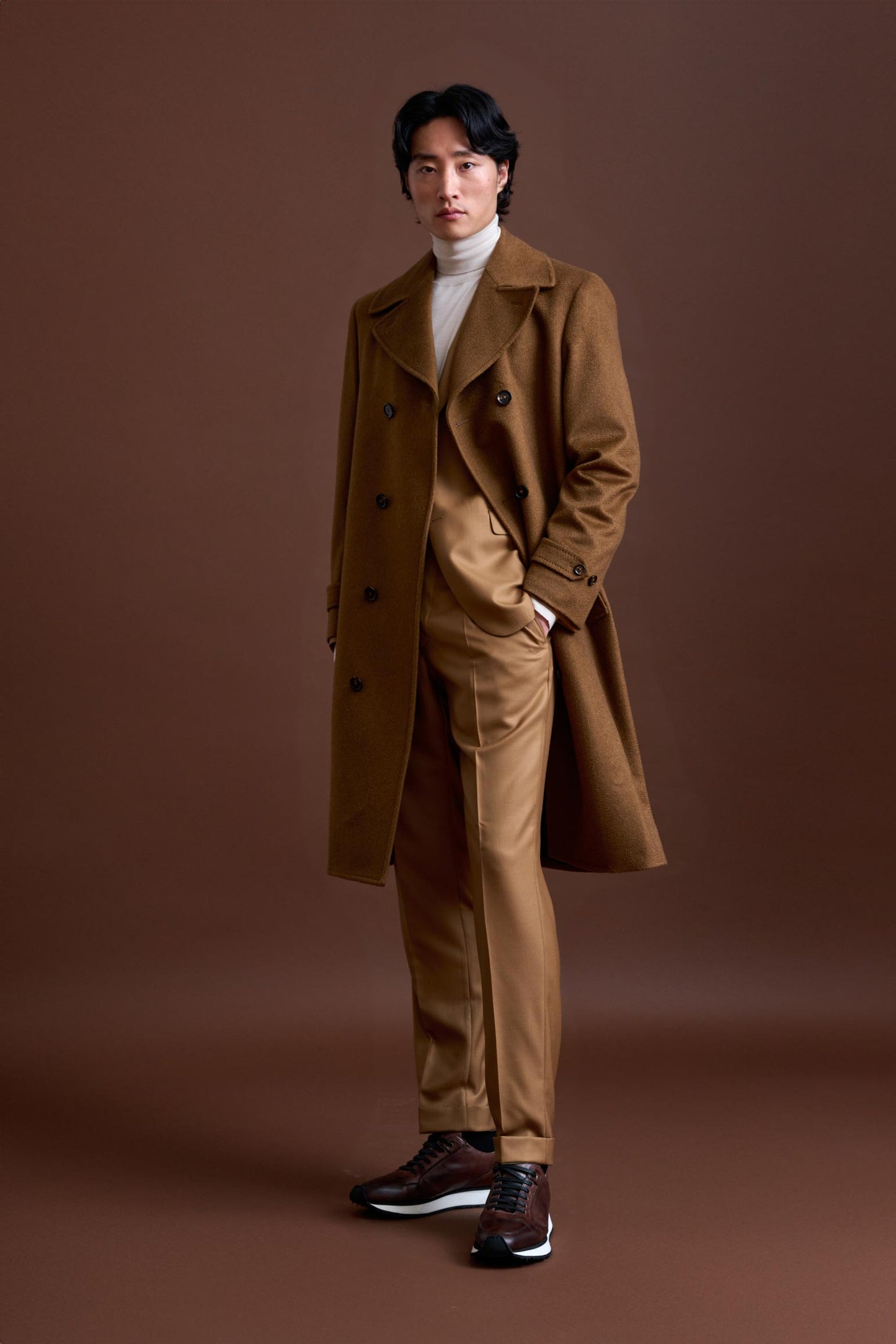 Brown 100% Cashmere Sheffield Overcoat Zeus