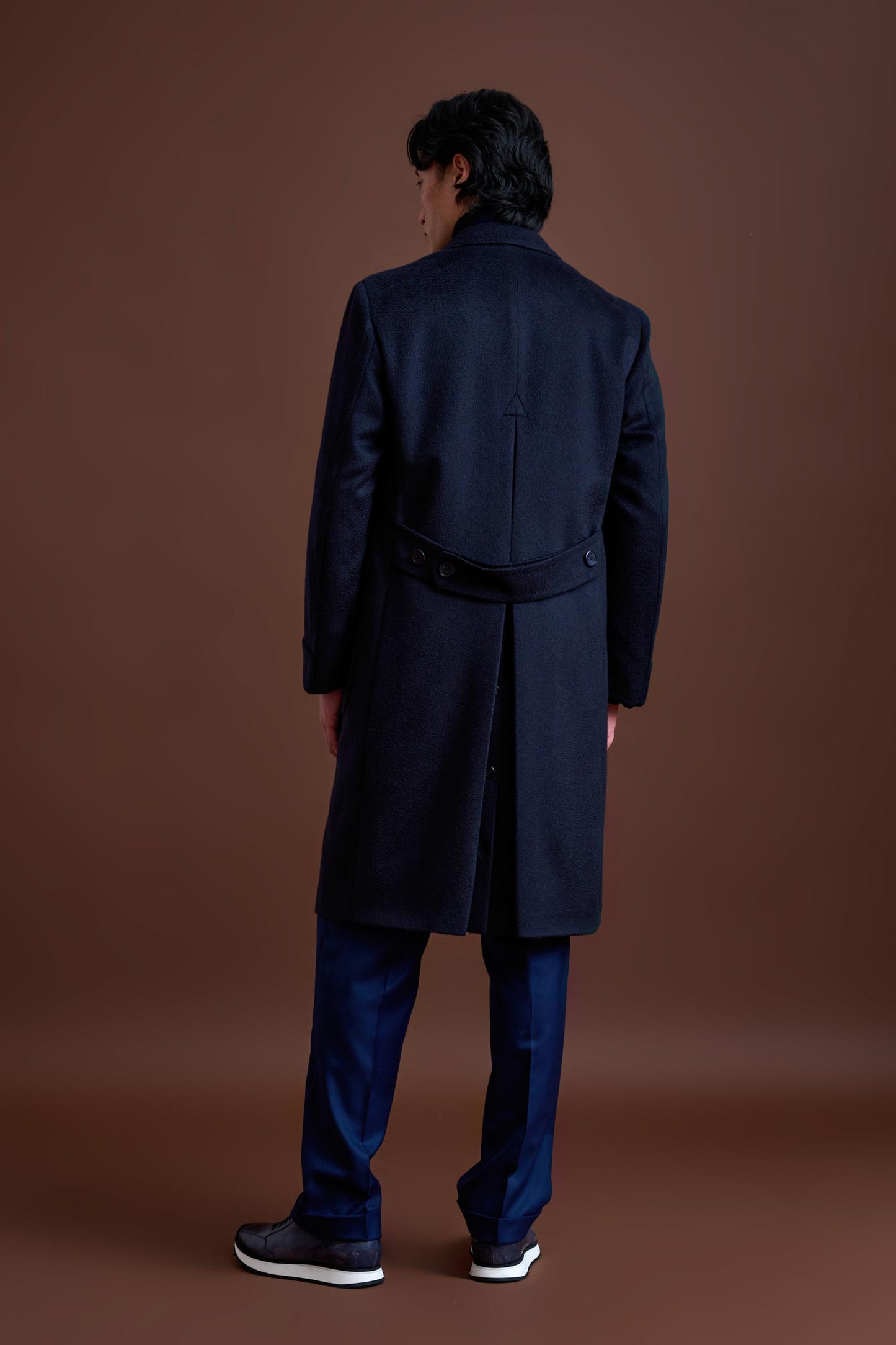 Navy 100% Cashmere Guildford Overcoat Zeus