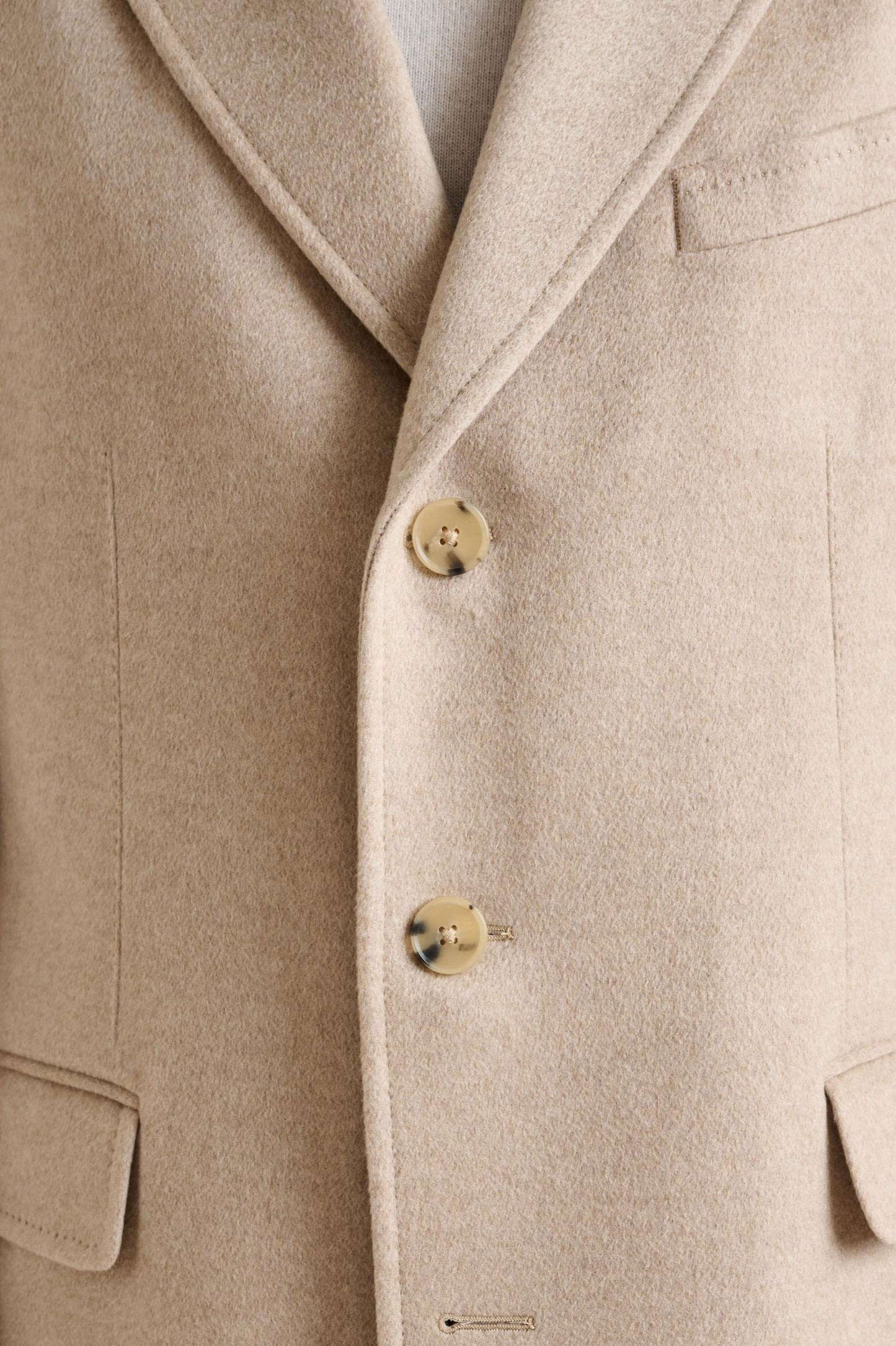 Beige 100% Cashmere Hereford Overcoat Zeus