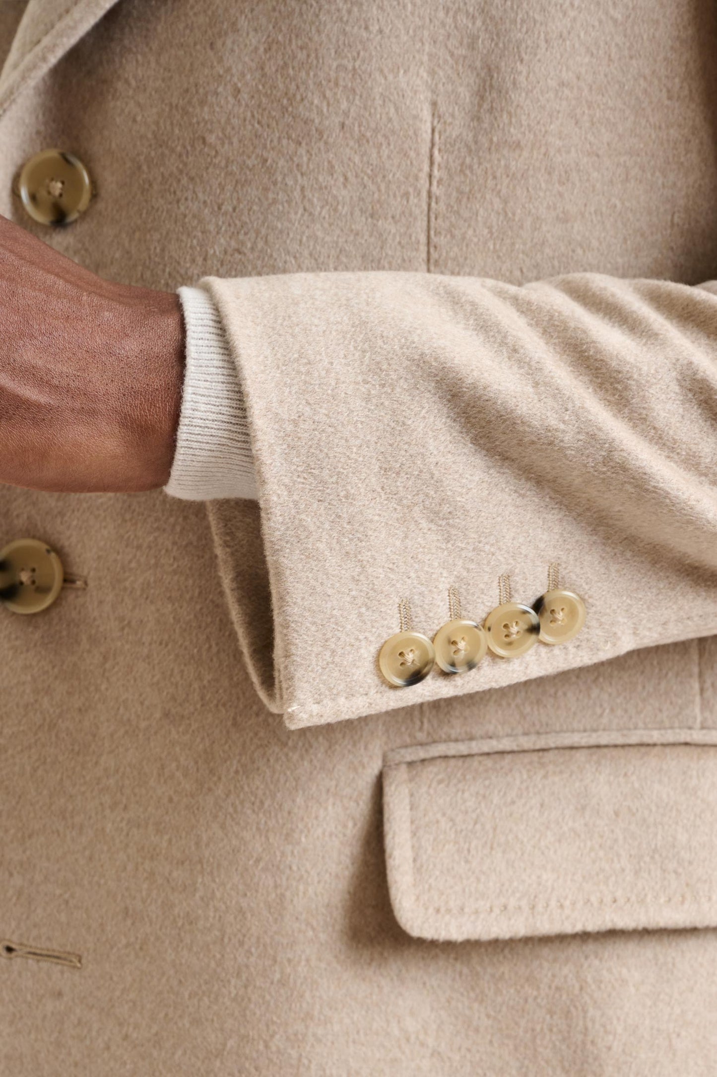 Beige 100% Cashmere Hereford Overcoat Zeus