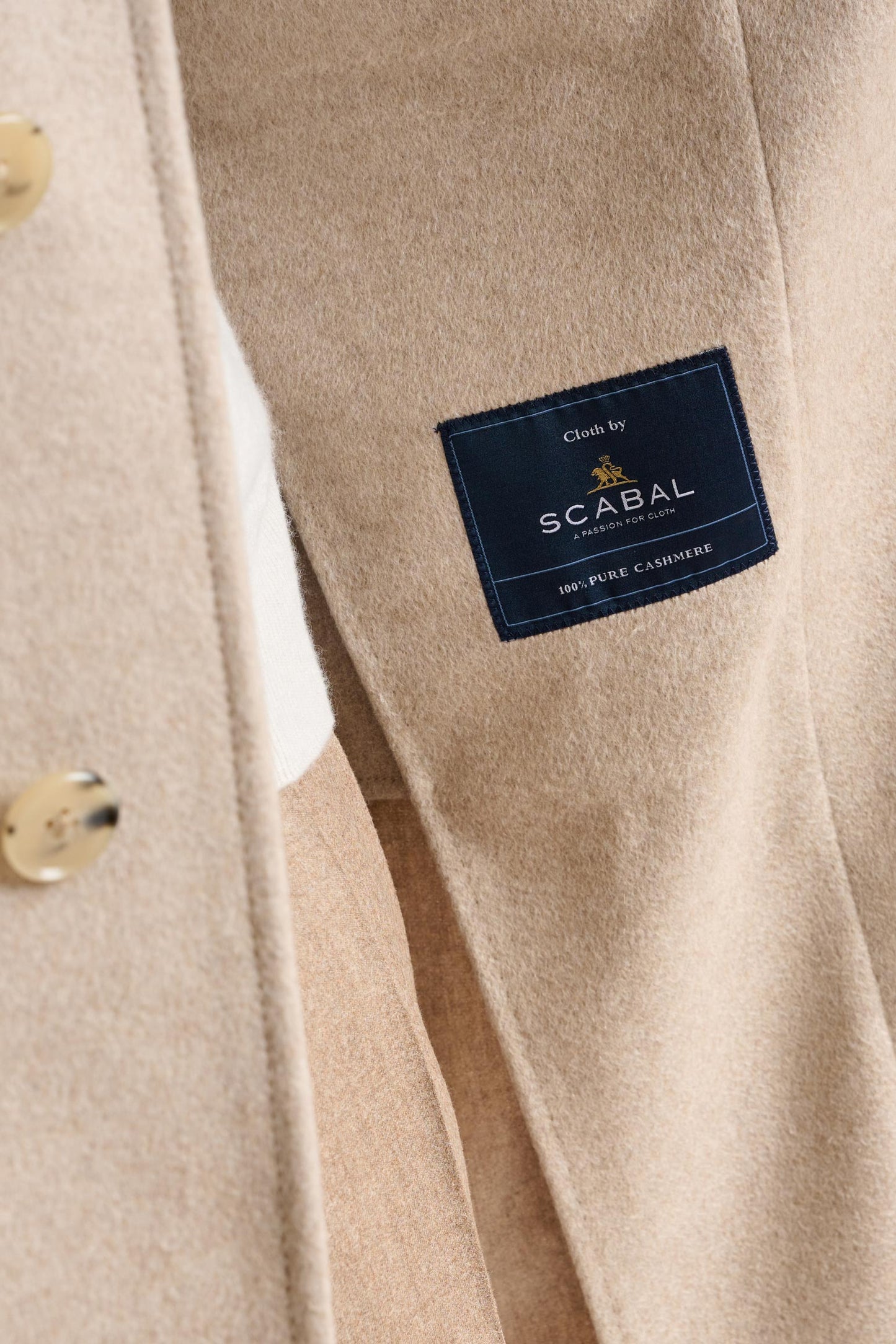 Beige 100% Cashmere Hereford Overcoat Zeus