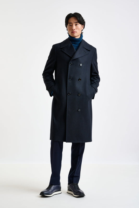 Dark Blue Wool Sheffield Overcoat Zeus