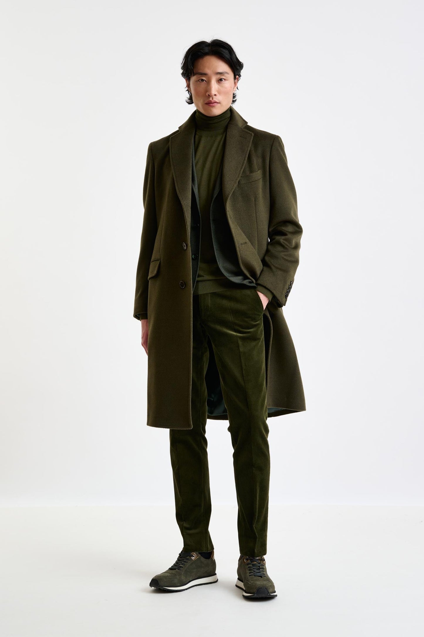 Olive Green Wool Hereford Overcoat Zeus