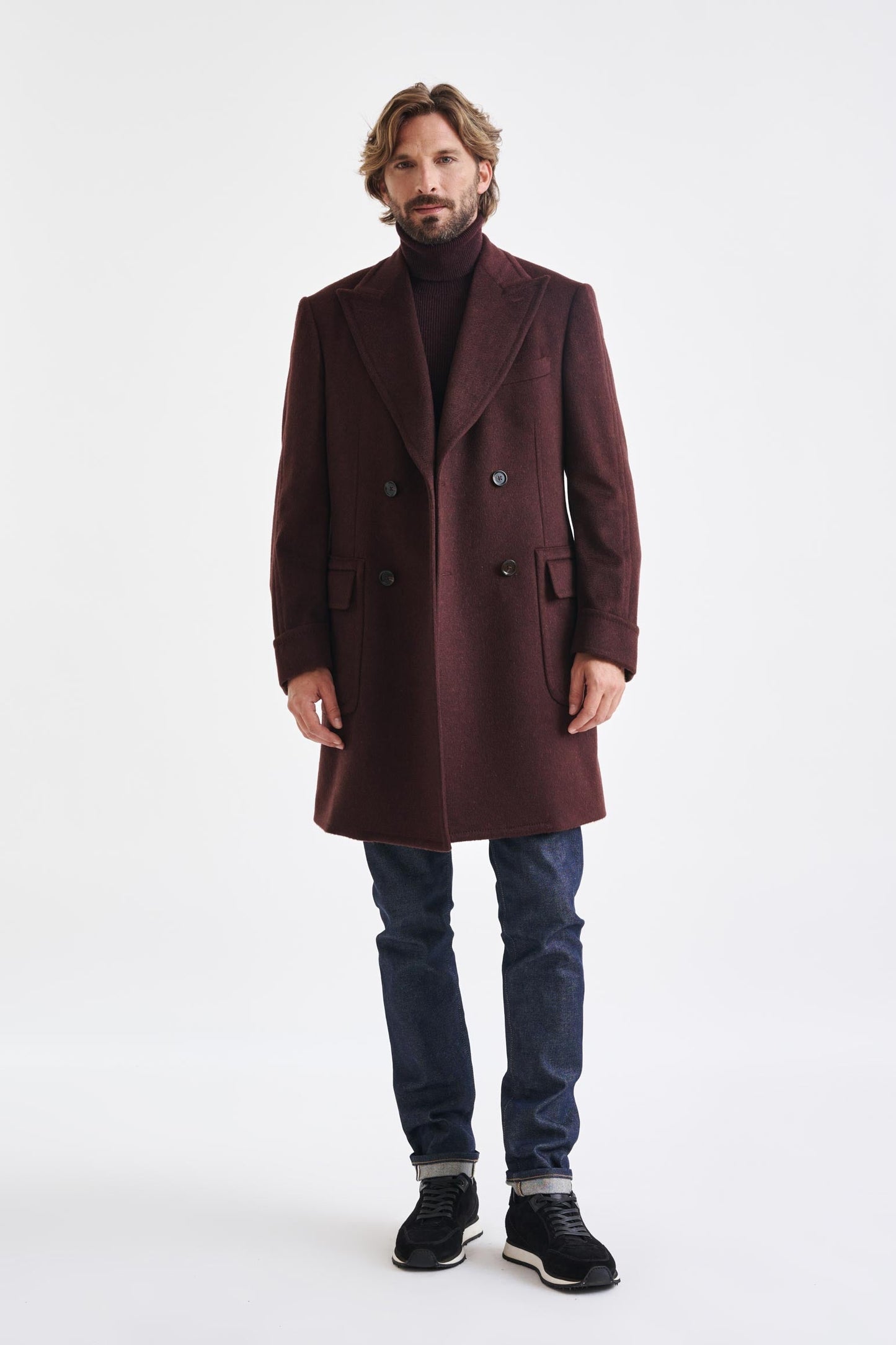 Red 100% Cashmere Winchester Overcoat Zeus