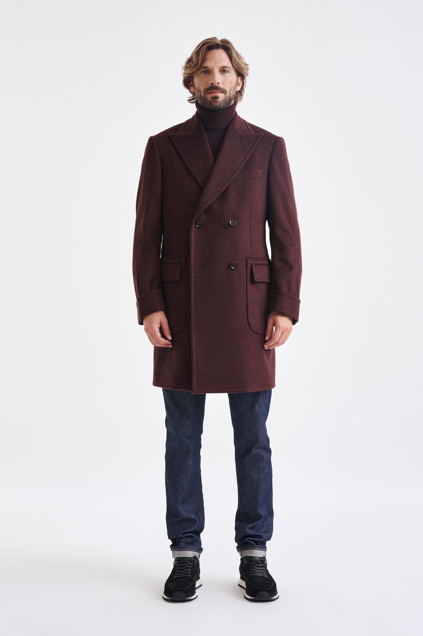 Red 100% Cashmere Winchester Overcoat Zeus