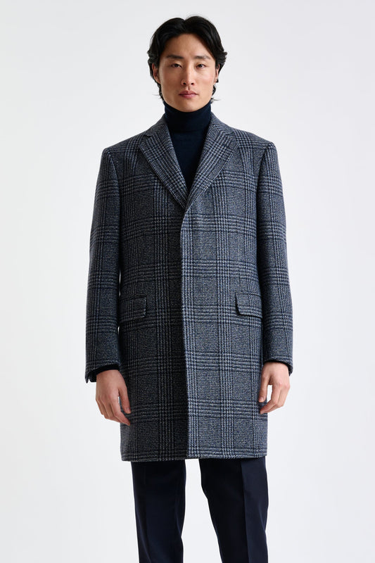 Blue Checked Wool Lincoln Overcoat Zeus