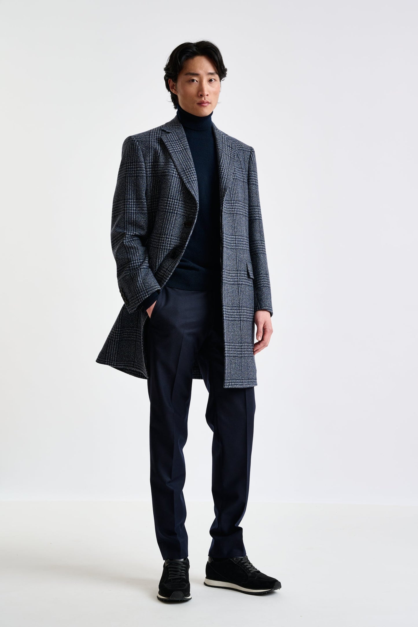 Blue Checked Wool Lincoln Overcoat Zeus