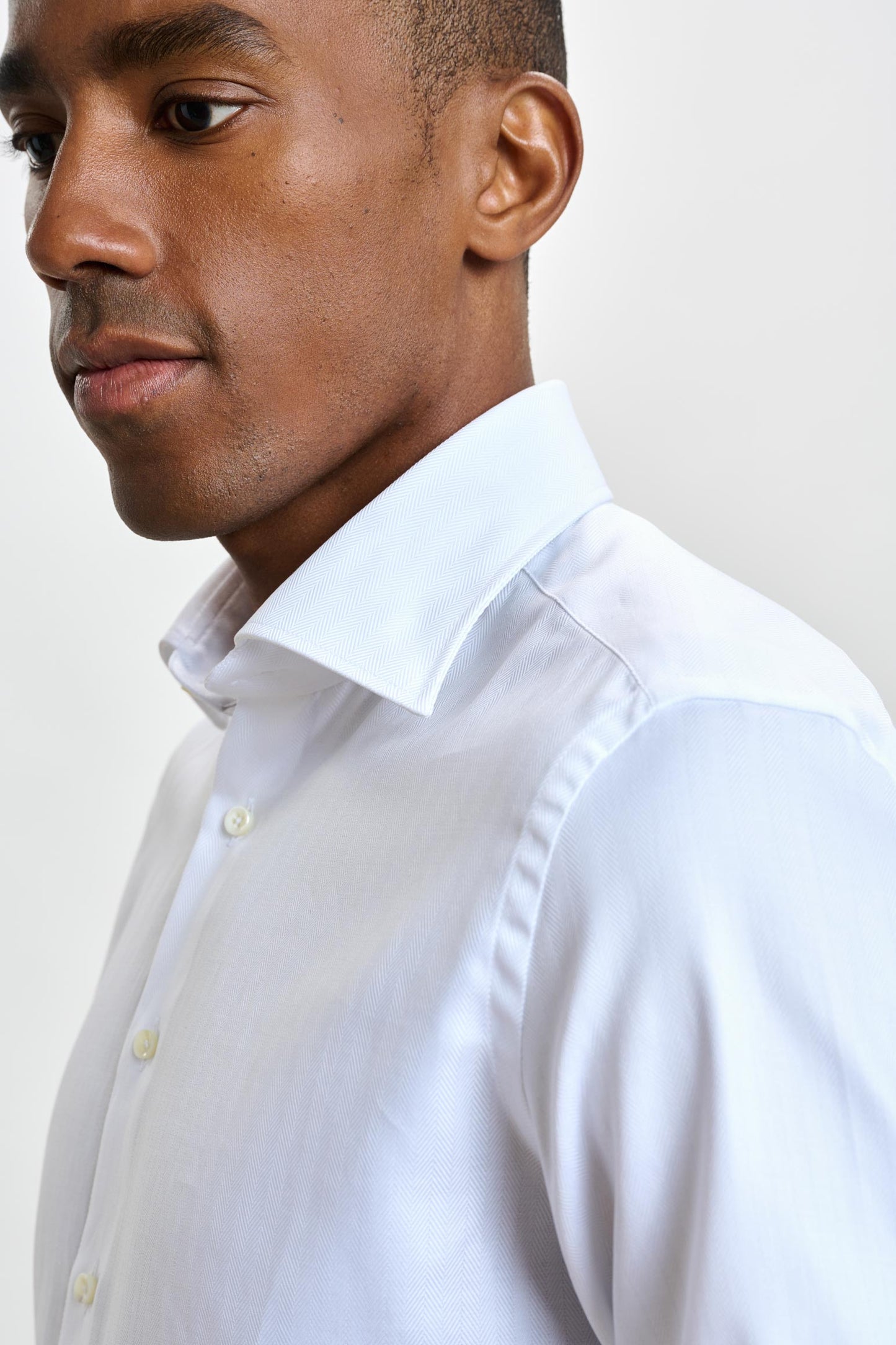 Formal Shirt Stripe herringbone White