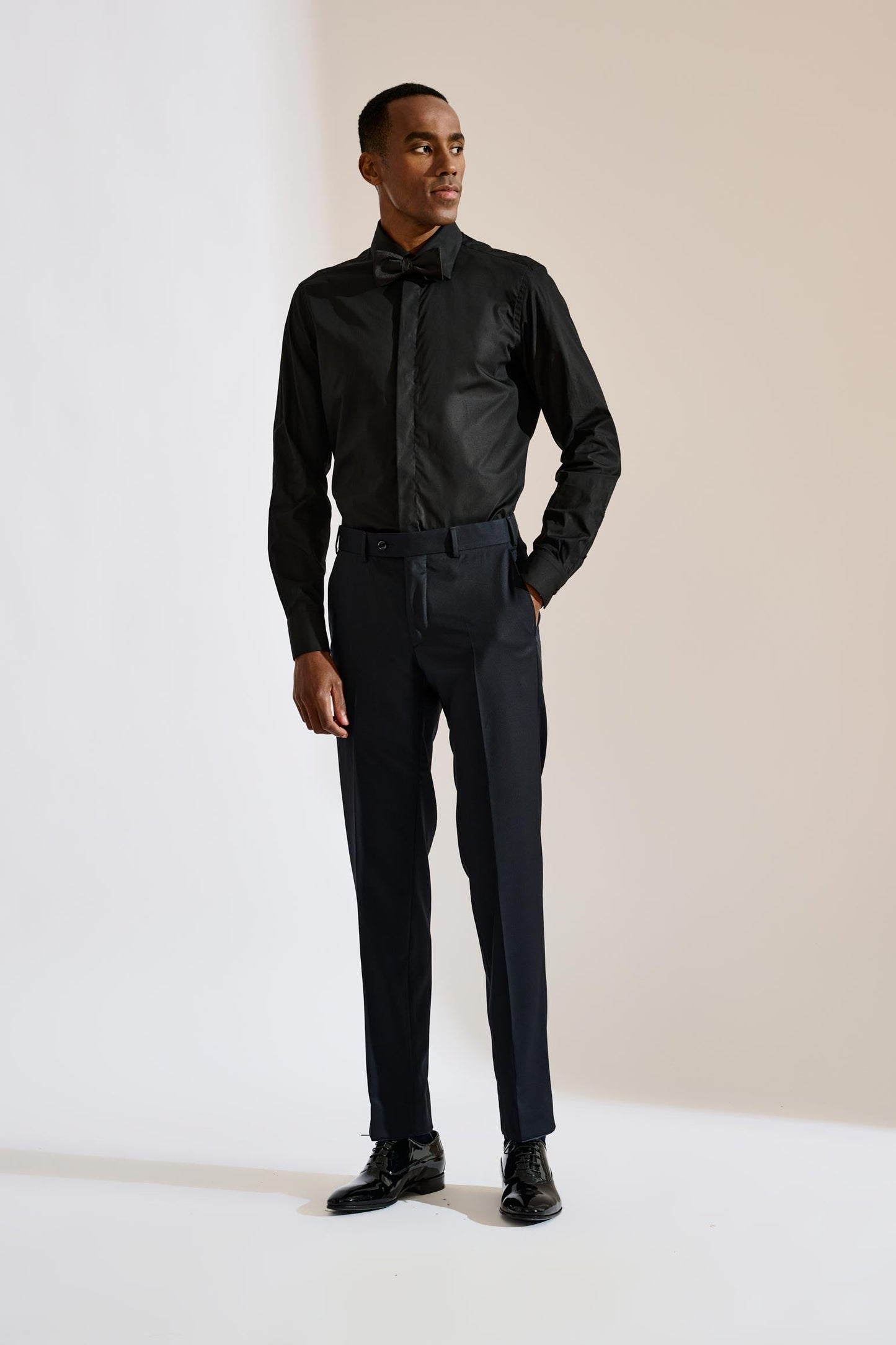 Formal Shirt Poplin Stretch Black