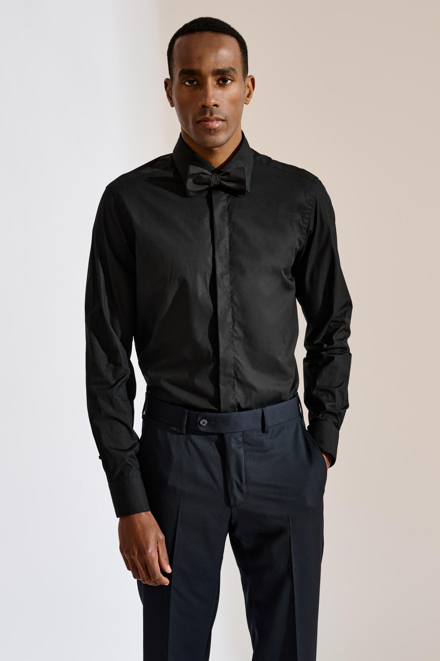 Formal Shirt Poplin Stretch Black