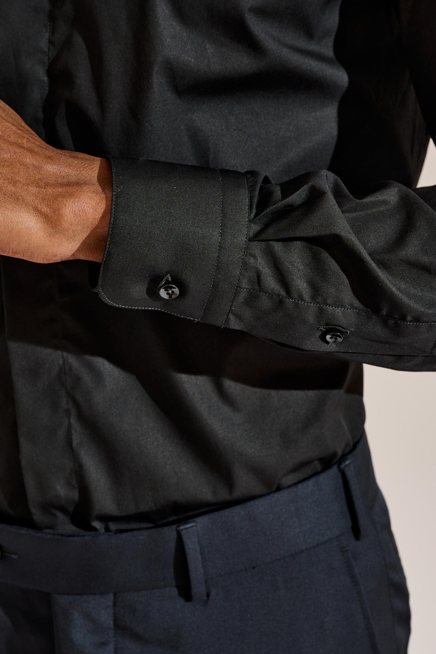 Formal Shirt Poplin Stretch Black